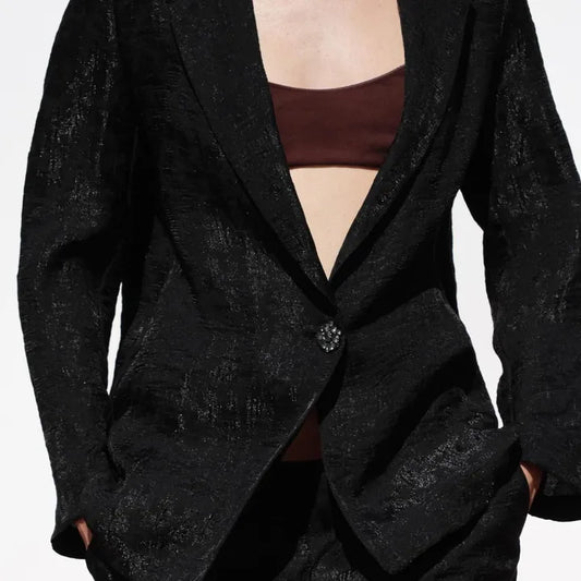 ZARA Wrinkled Organaze Blazer-Black