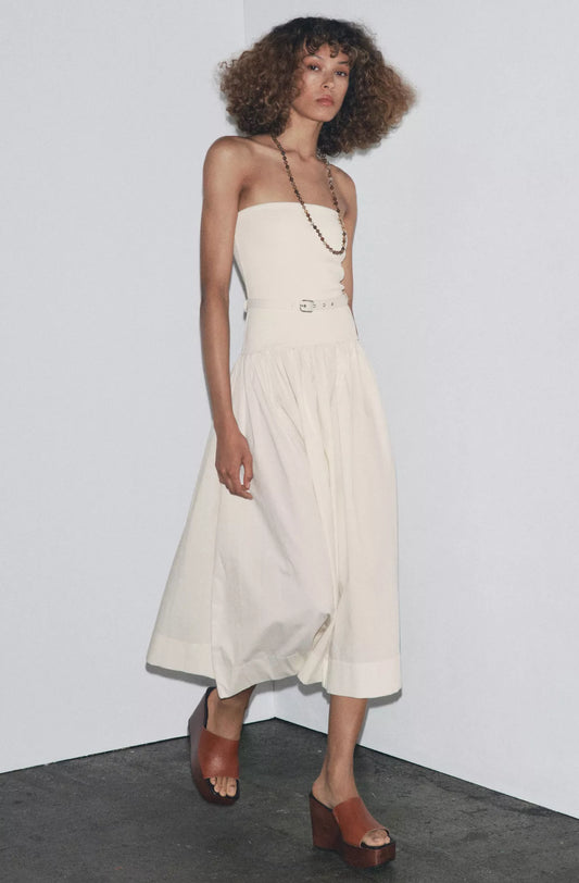 Zara Contrast Belt Dress