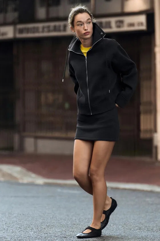 ZARA Pique Zip Up Jacket -Dark Navy