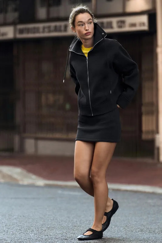 ZARA Pique Zip Up Jacket -Dark Navy