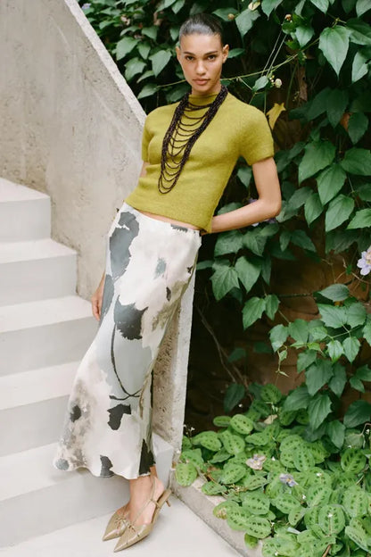 ZARA soft Knit Short Sleeve Sweatshirt-Green