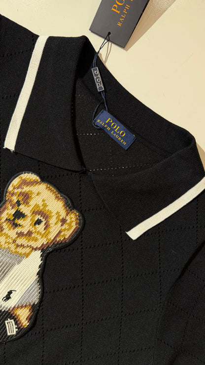Ralph Lauren Knitted Teddy Polo-Black (Dupe)