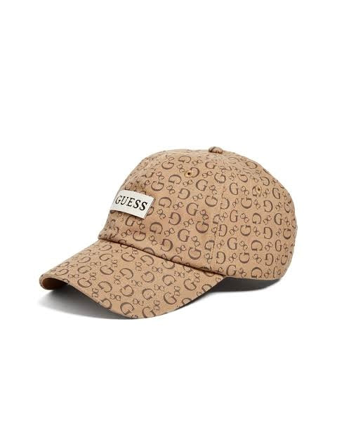 GUESS Allover Logo Baseball Hat Brown