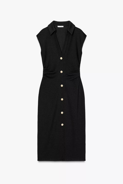 SHEIN Pique Shirt Collar Dress