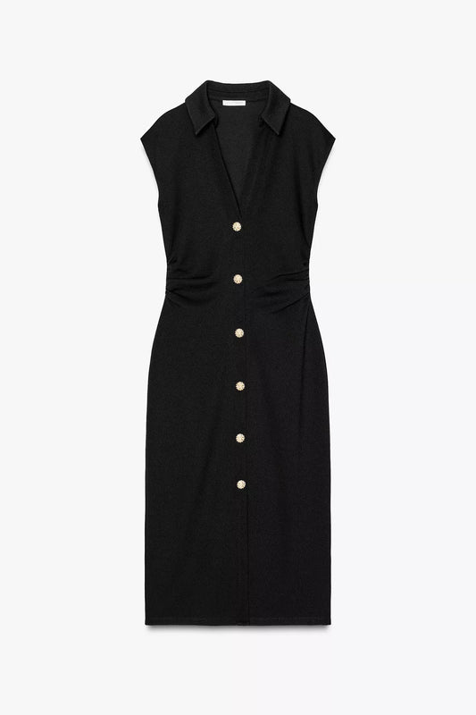 SHEIN Pique Shirt Collar Dress