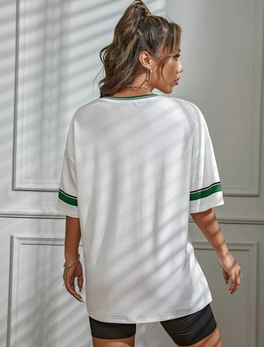 Shein LooseFit V Neck Drop Shoulder Shirt (Multicolor)