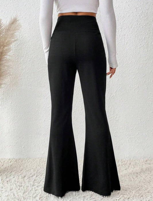 SHEIN  Lune Solid Flare Leg Pant