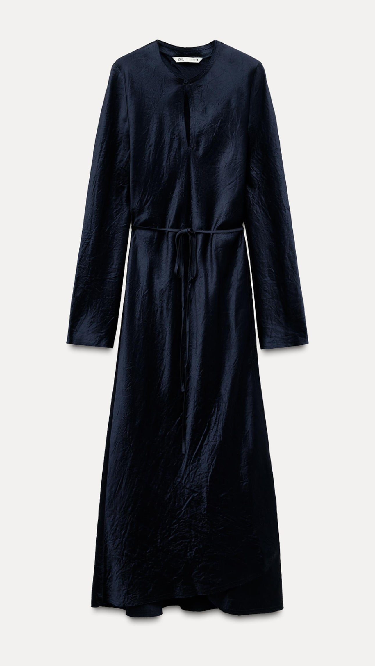 ZARA ZW Collection Satin Dress With Slit- Blue