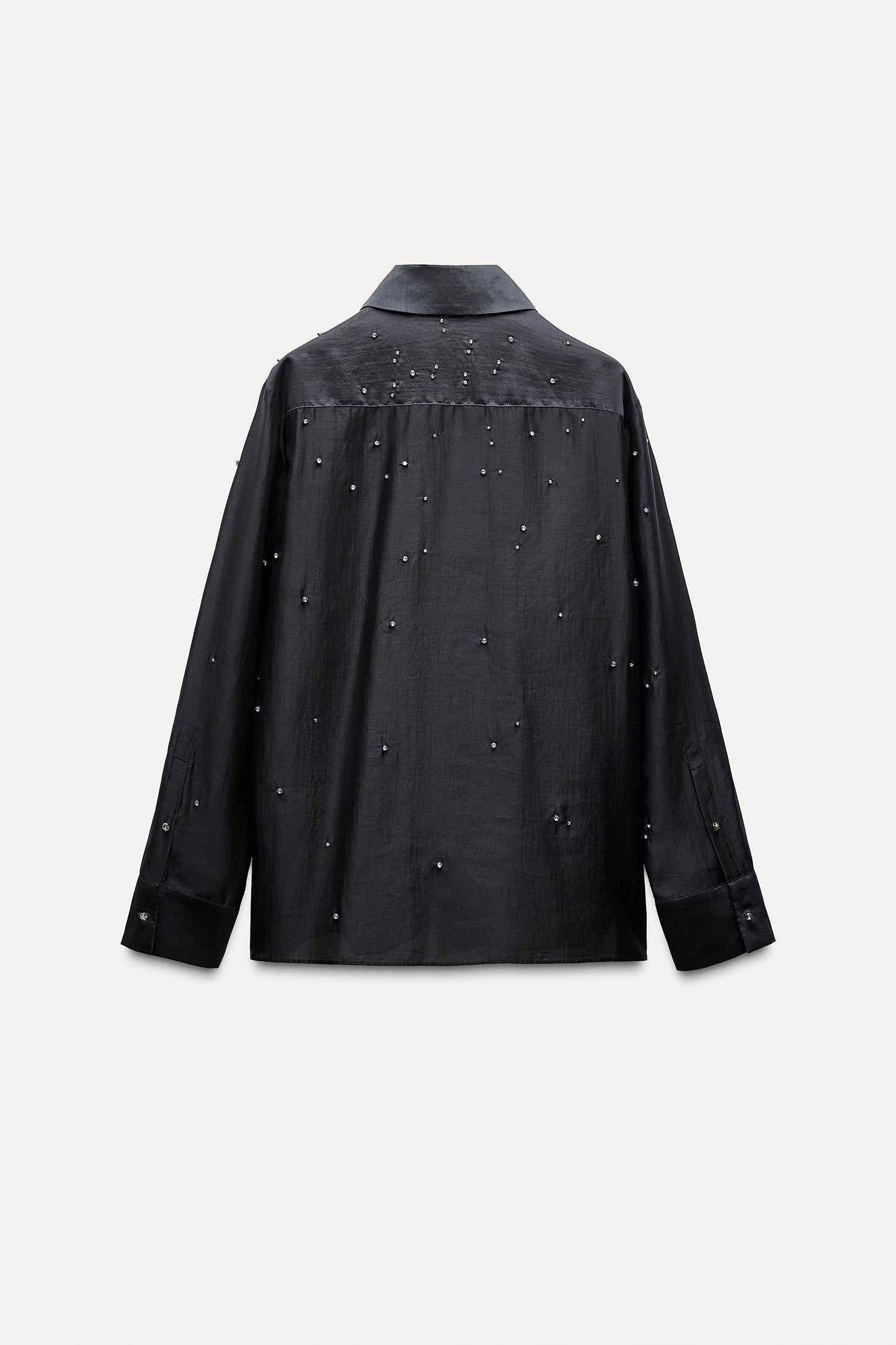 ZARA ZW Collection Embroided Shirt With Jewels-Dark Grey