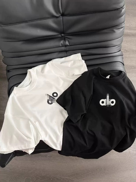 Alo Casual Loose T-shirts (Black And White)
