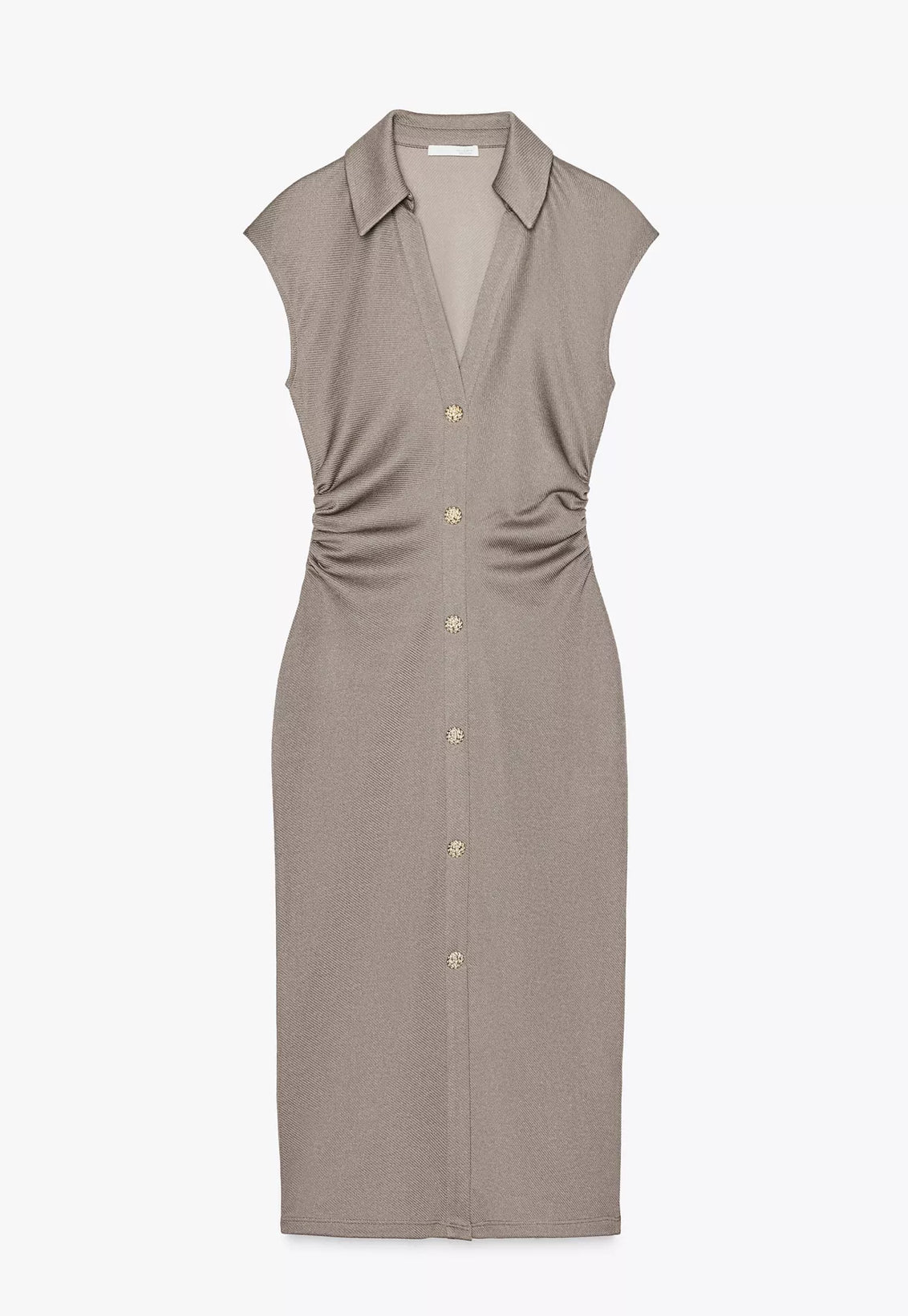 Zara Pique Shirt Dress Beige