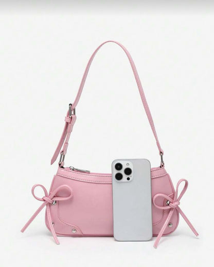 SHEIN Criss Cross Pink Bow Underarm Shoulder Bag