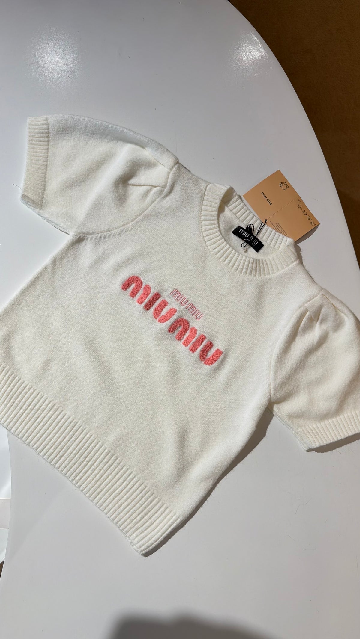 Miu Miu knitted Embroidered Crewneck-White  (Dupe)