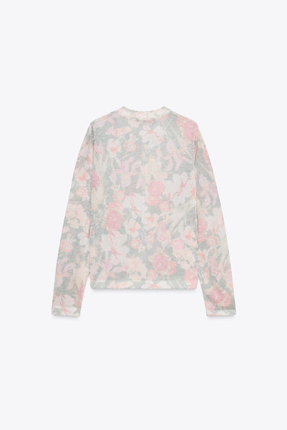 ZARA Floral Print Knit cardigan -Multicolor