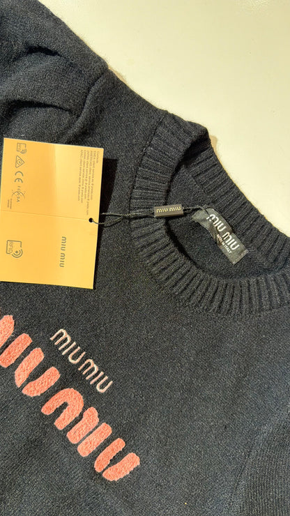 Miu Miu knitted Embroidered Crewneck-Black (Dupe)