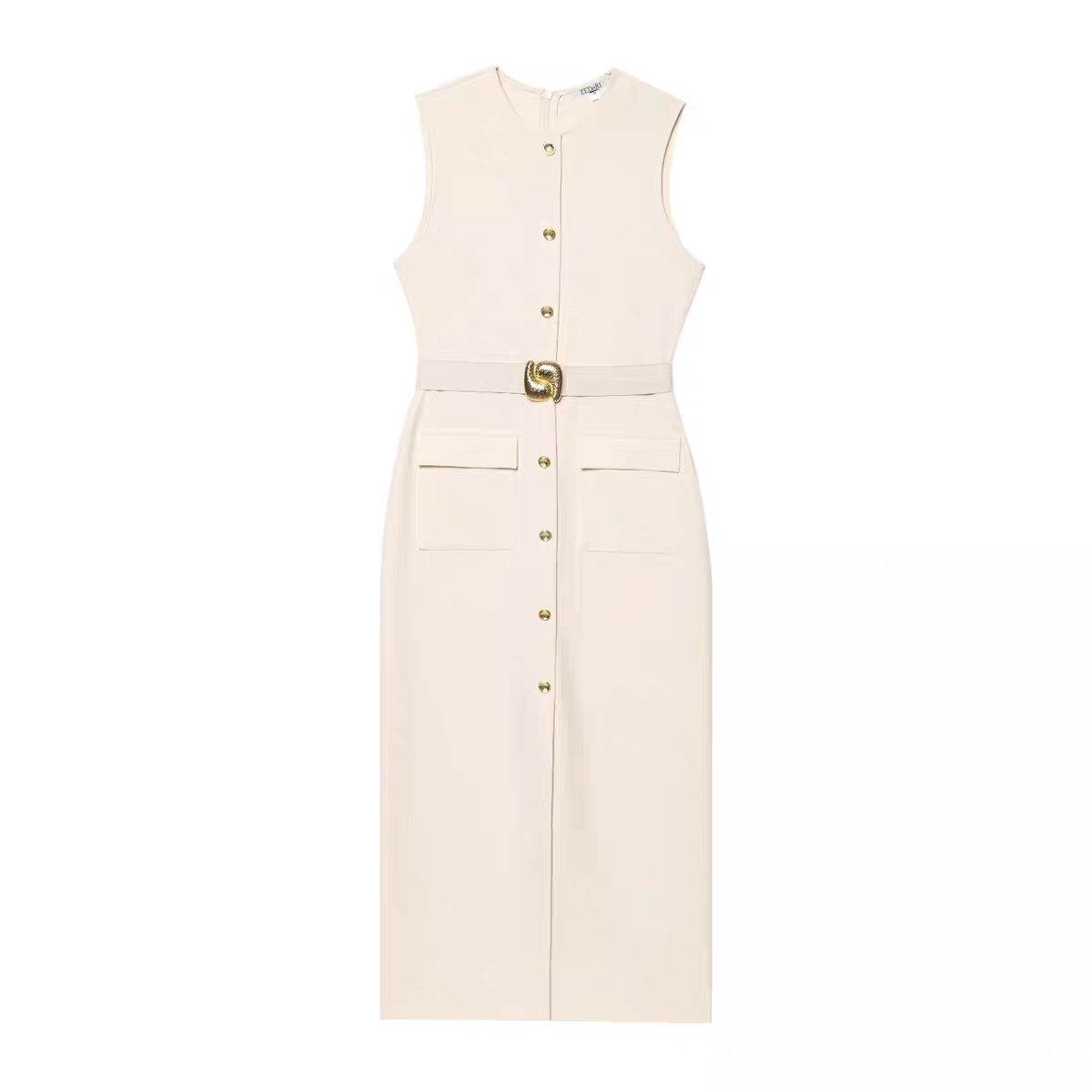 Zara Midi Dress With Belt-Ivory