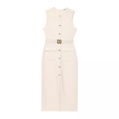 Zara Midi Dress With Belt-Ivory