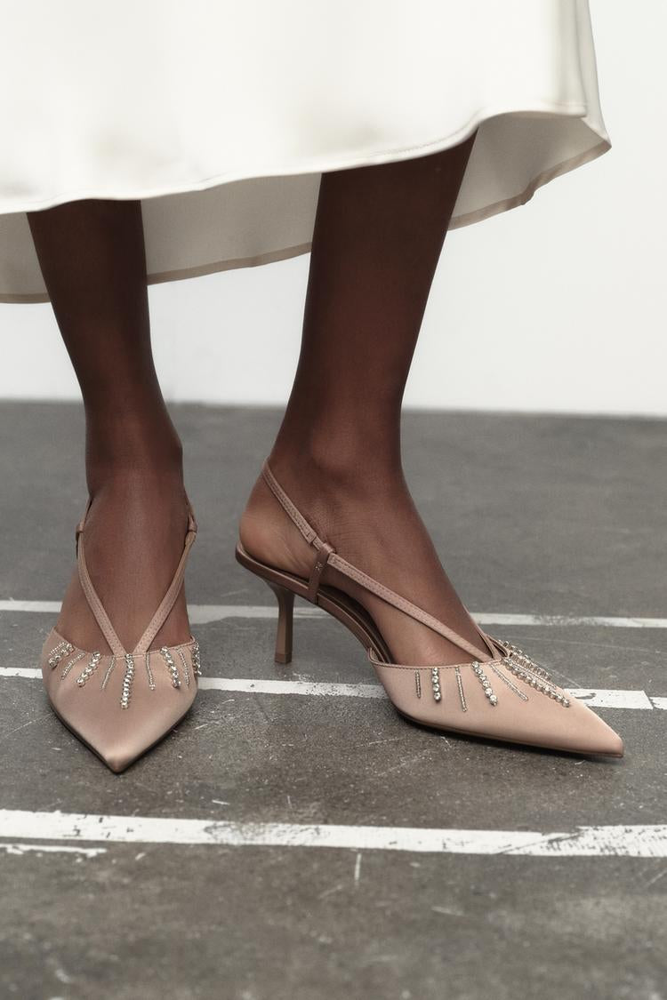ZARA Open Back Heel Shoes With Stones
