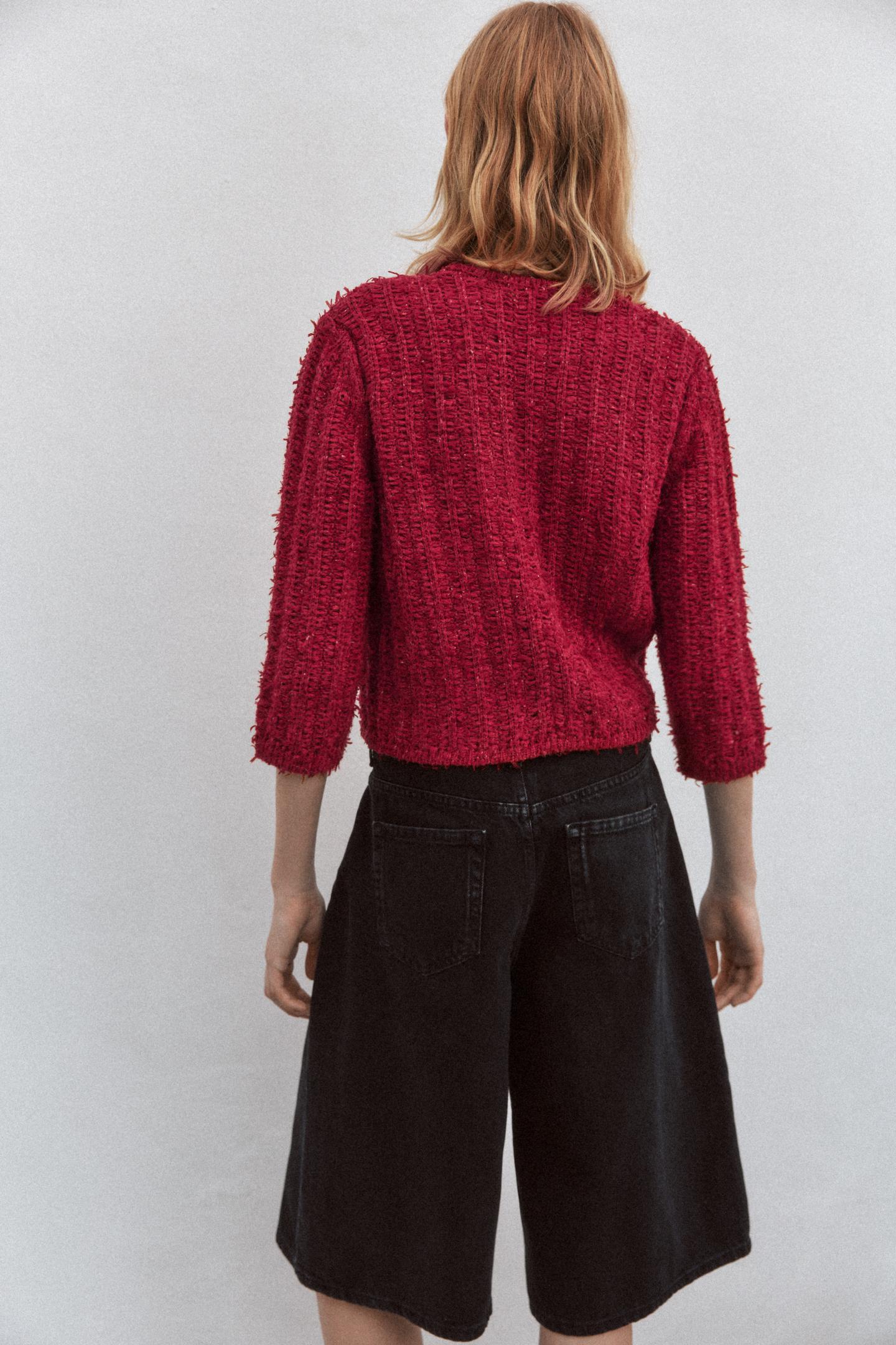ZARA 3/4 Length Sleeve Knit Cardigan/Red