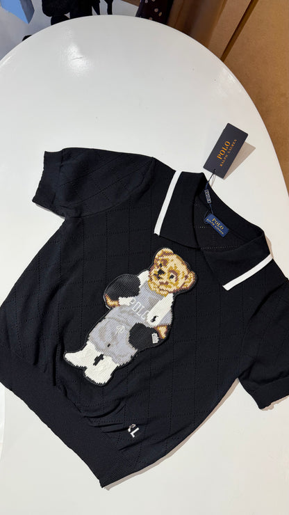 Ralph Lauren Knitted Teddy Polo-Black (Dupe)