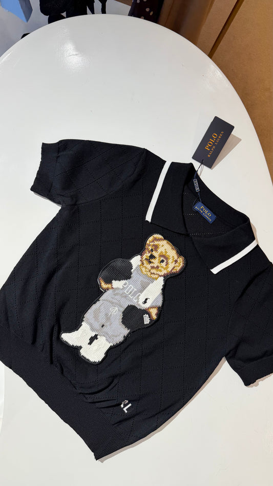 Ralph Lauren Knitted Teddy Polo-Black (Dupe)