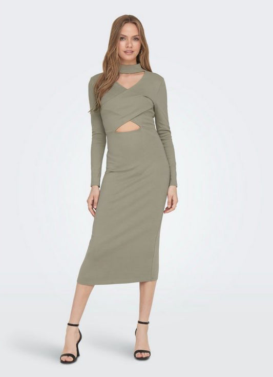 NEW LOOK Only Pale Grey Jursey Cut Out Midi Dress