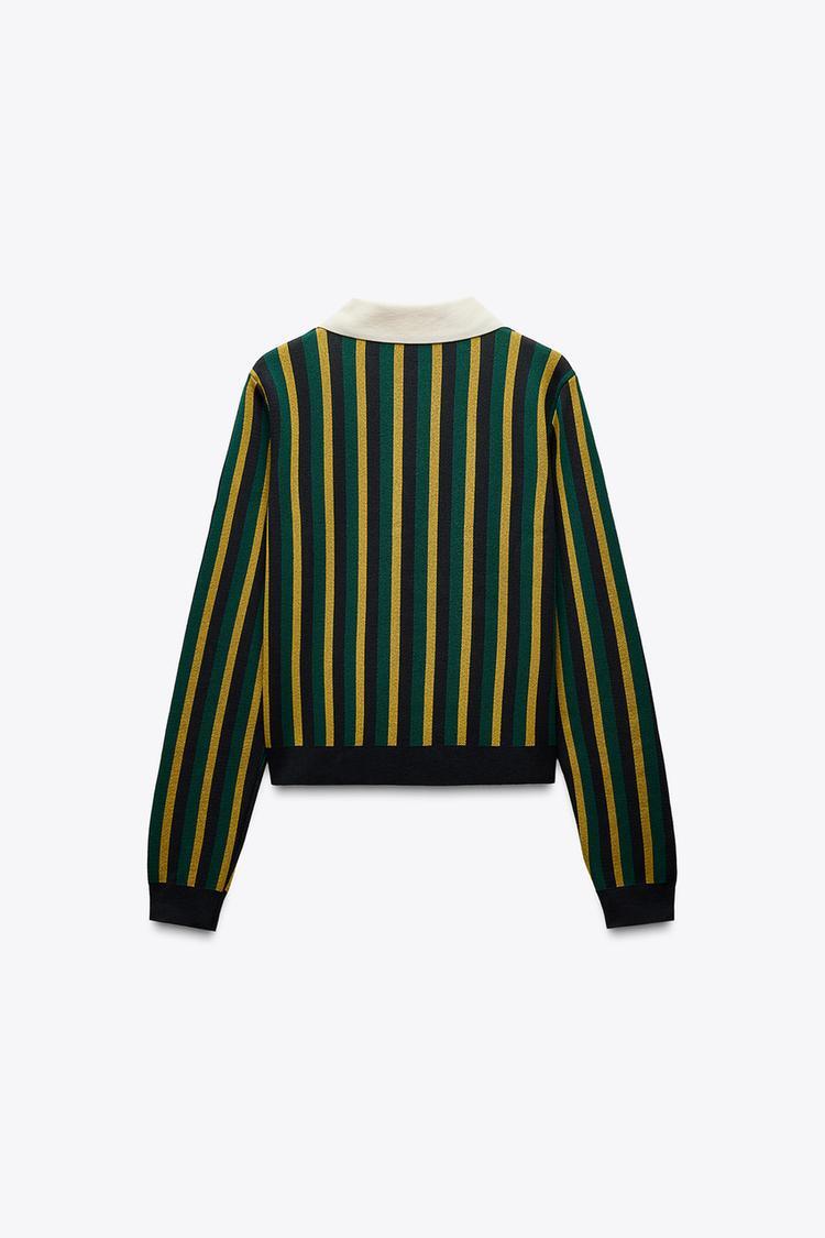 ZARA Striped Polo Knit Sweater-Multicolored