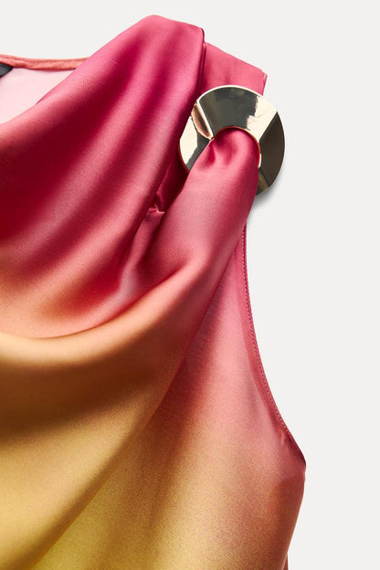 ZARA Satin Printed Top -Multicolored