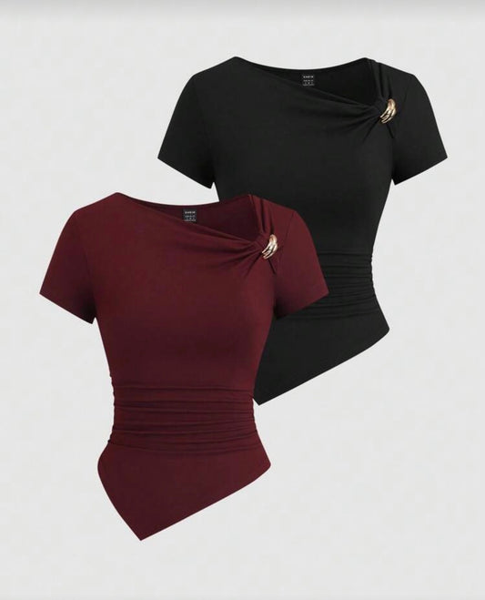 Shein Sexy Asymetric Hem Button Long t shirt