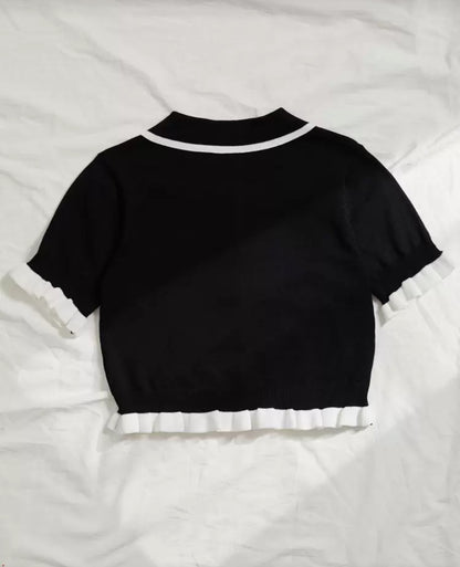 Shein Button Front contrast Binding Cardigan polo