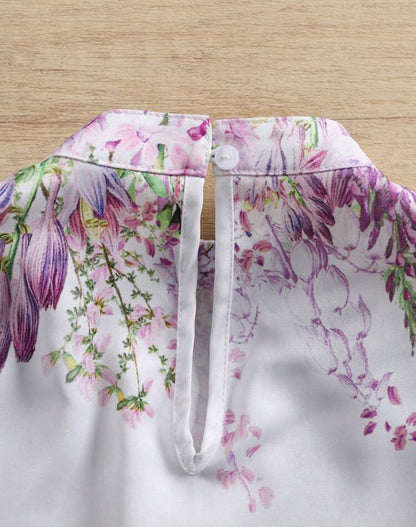 SHEIN Baby Girls Floral Print Long Sleeve Top And Elastic Set