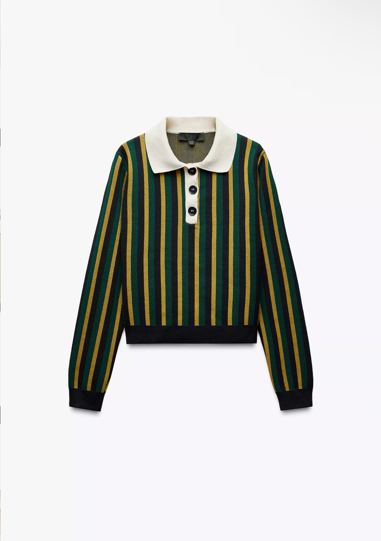 ZARA Striped Polo Knit Sweater-Multicolored