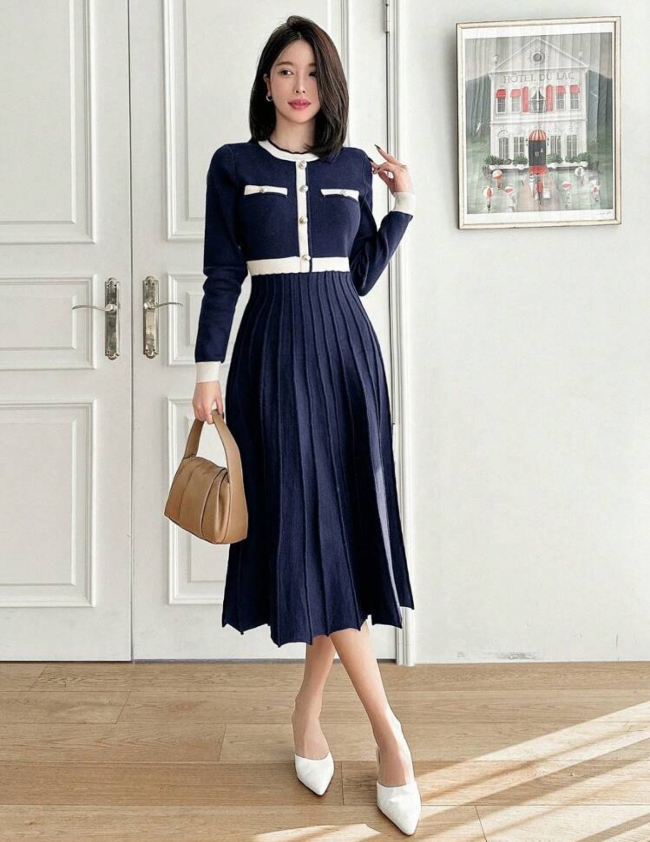 Shein Women Round Neck long Sleeve Sweater Dress
