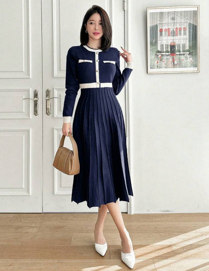Shein Women Round Neck long Sleeve Sweater Dress