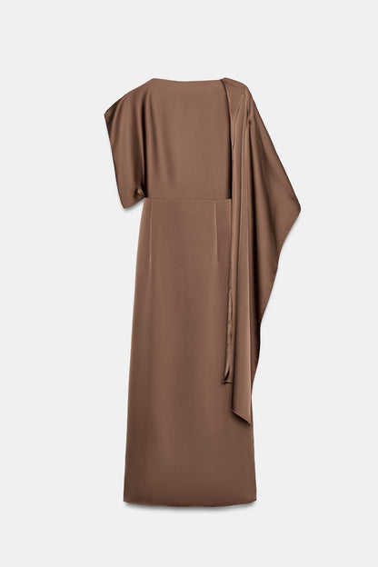 Zara Satin Cape Midi Dress