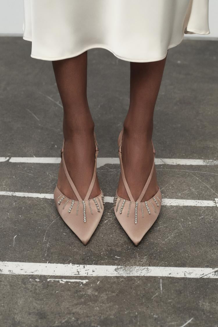ZARA Open Back Heel Shoes With Stones