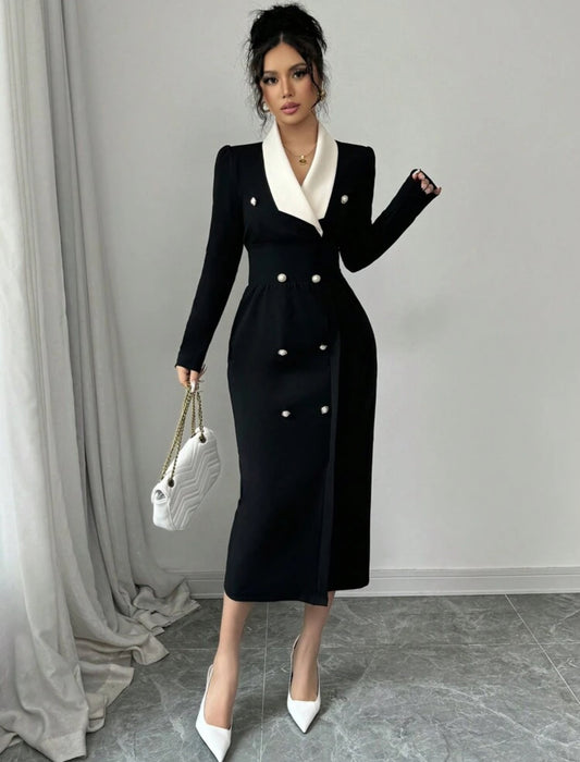 Shein Elengza women Fitted Color Block Formal Dress
