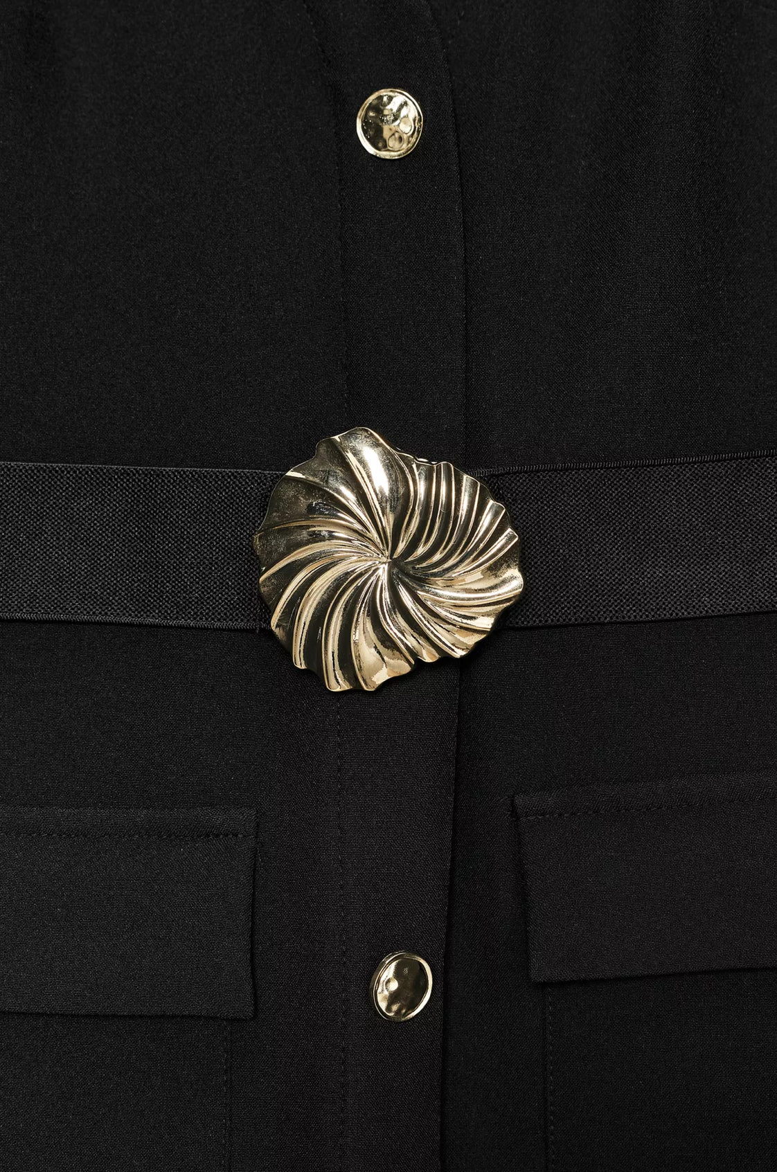 Zara Belted Crepe Midi Dress Black