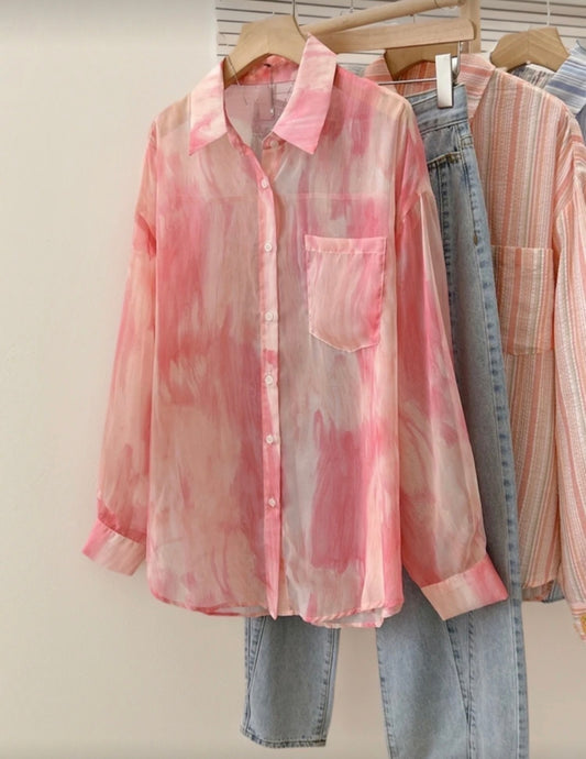 Shein Women Tie Dye SunScreen Shirt