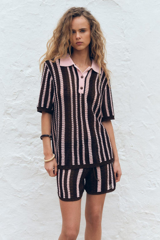 ZARA Knit Polo Sweater -Multicolored