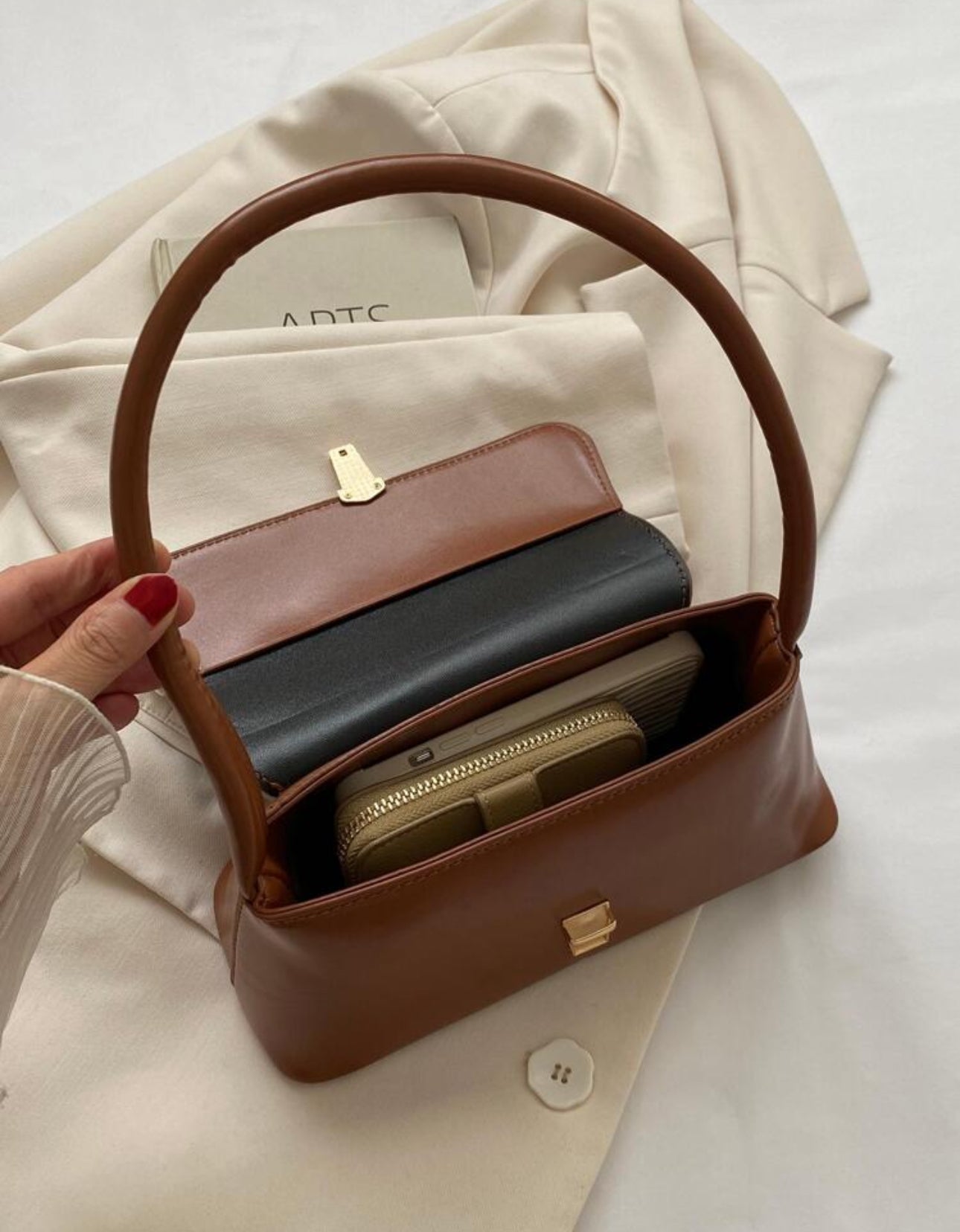 Shein Metal Decor HandBag Coffee Brown