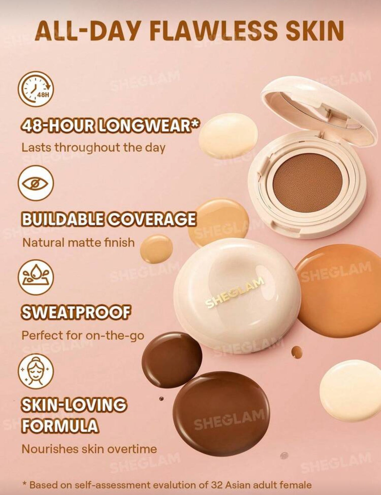 SHEGLAM Lock Go Long lasting Cushion Foundation