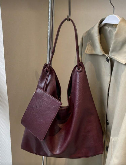 SHEIN 2pcs Vintage Burgundy Tote Bag