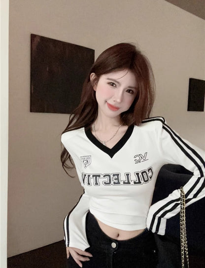 Shein Korean Sports Full Sleeves T-shirt