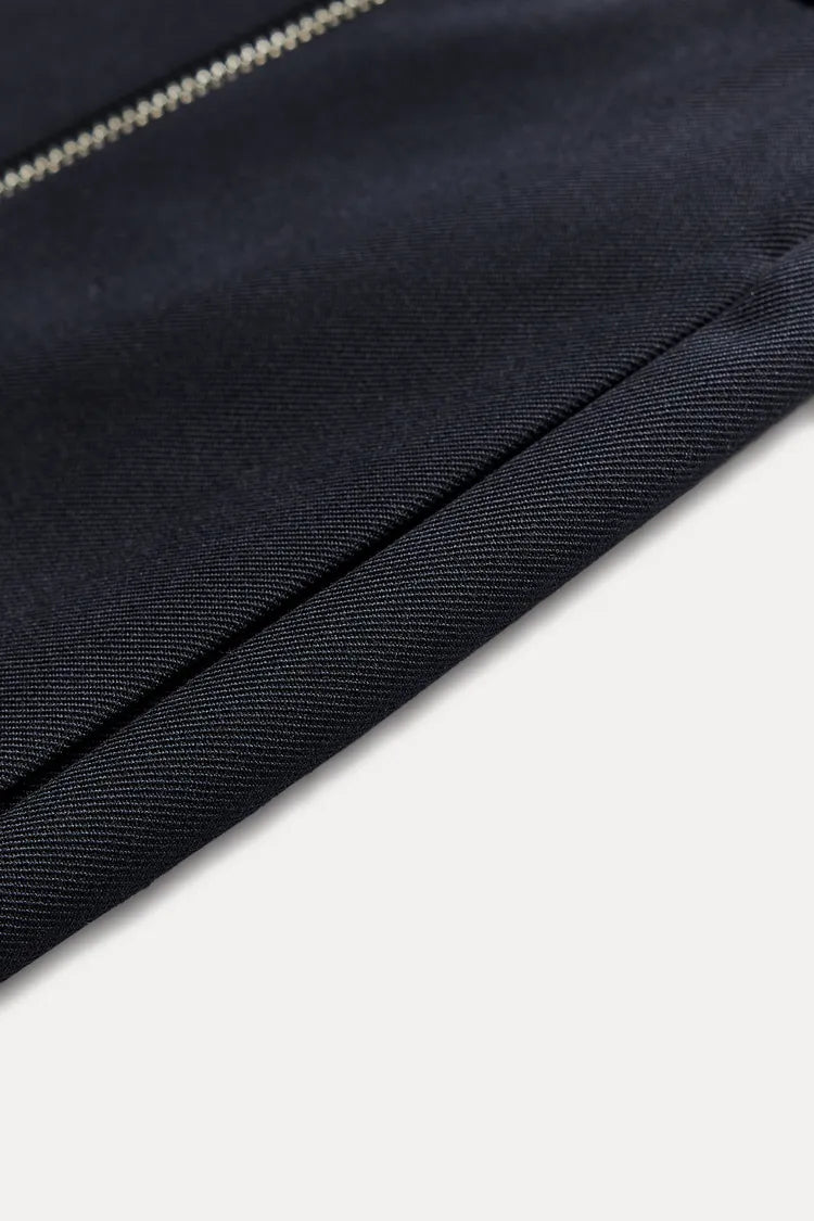 ZARA ZW Collection Straight Trouser With Zip -Blue