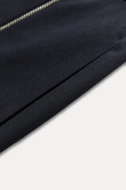 ZARA ZW Collection Straight Trouser With Zip -Blue