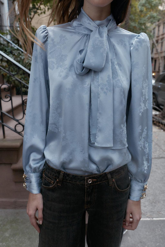 Zara Satin Finished Jacquard Shirt With Bows