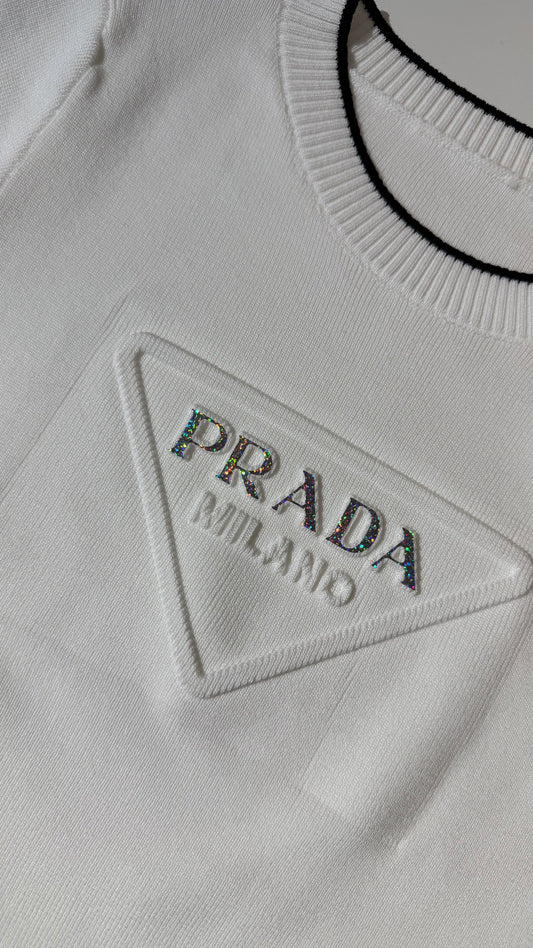 Prada White Crewneck (Dupe)