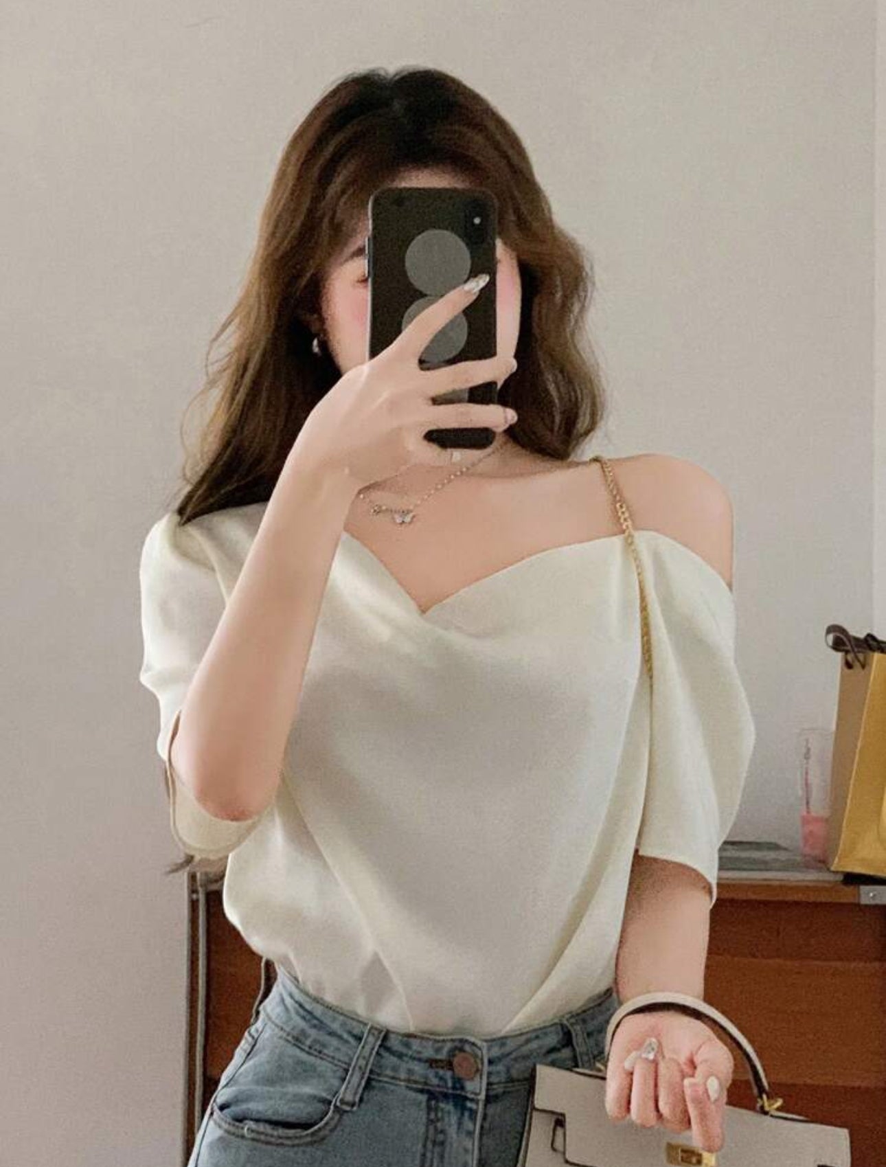 Shein Women Solid Color Draped Neck Pullover Short Sleeve Shirt Too