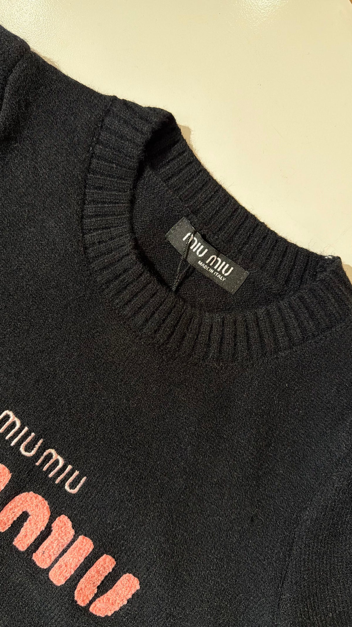 Miu Miu knitted Embroidered Crewneck-Black (Dupe)